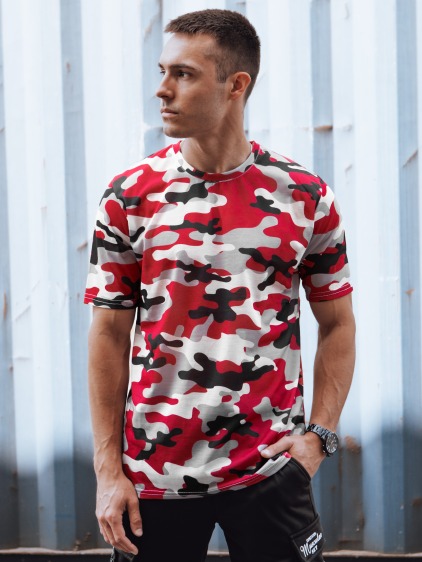 Pánske maskáčové tričko CAMO červené