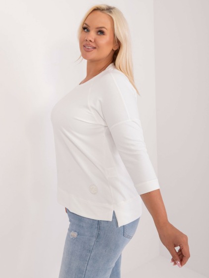 Női plus size pamut blúz ekrü színben
