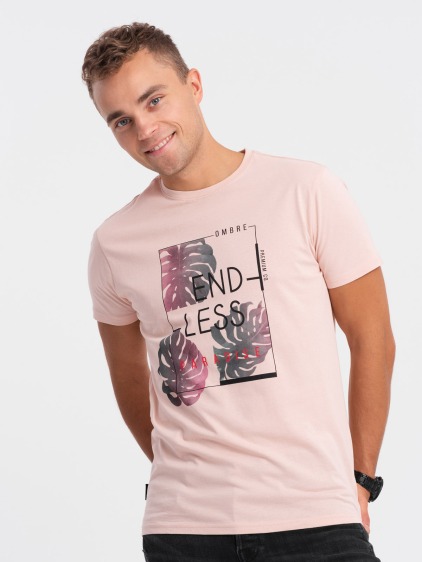 Pánské tričko s potiskem PALE ROSE světle růžové