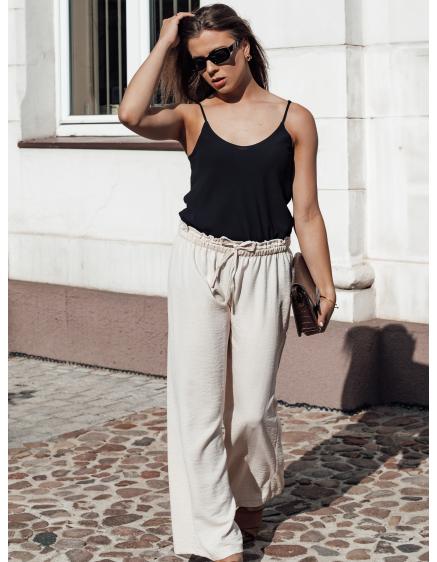 Dámske nohavice so širokými nohavicami MADDIE svetlo béžová