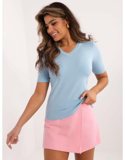 Női szabott pulóver világoskék