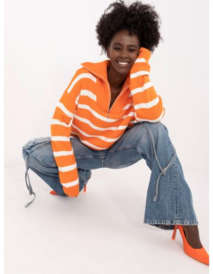 Női galléros pulóver narancssárga
