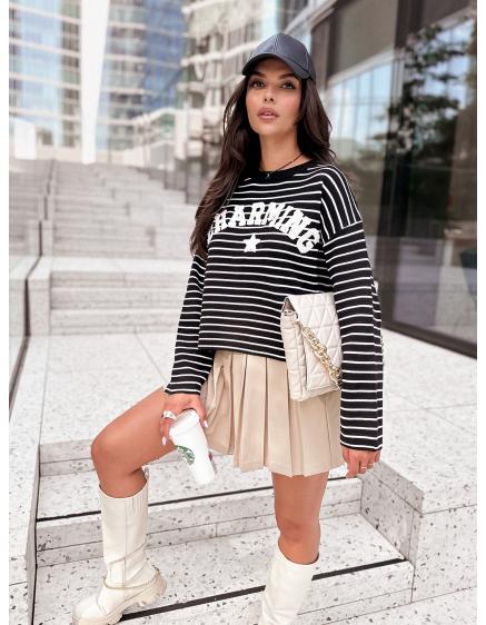 Női csíkos pulóver AURORA fekete