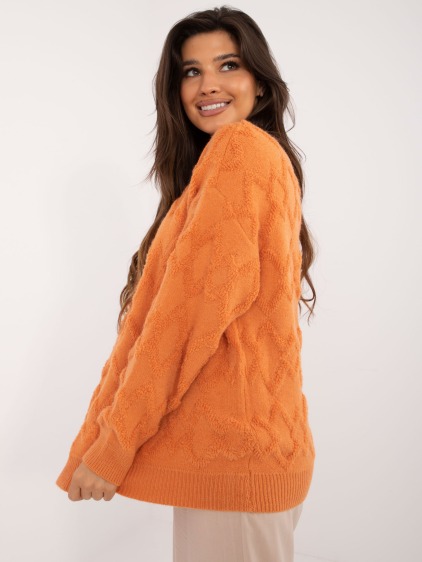 Dámský svetr s kulatým výstřihem oversize oranžový  – fotografie produktu 3