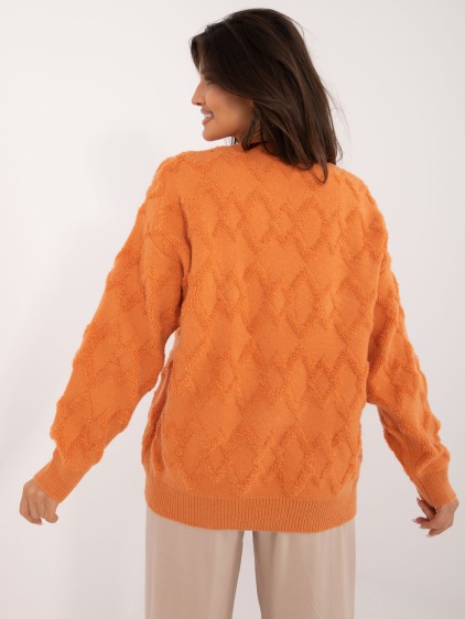 Dámský svetr s kulatým výstřihem oversize oranžový  – fotografie produktu 4