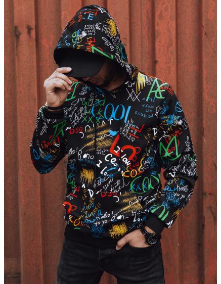 Férfi kapucnis pulóver fekete