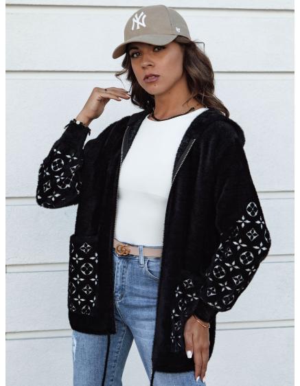 Dámský kabát WINONA z alpaky černý se vzory