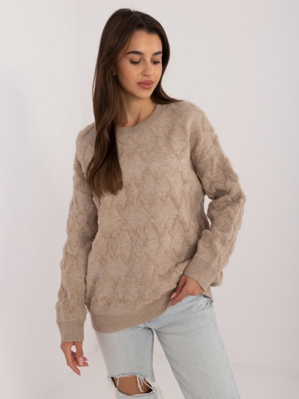 Dámský svetr oversize s dlouhým rukávem béžový 