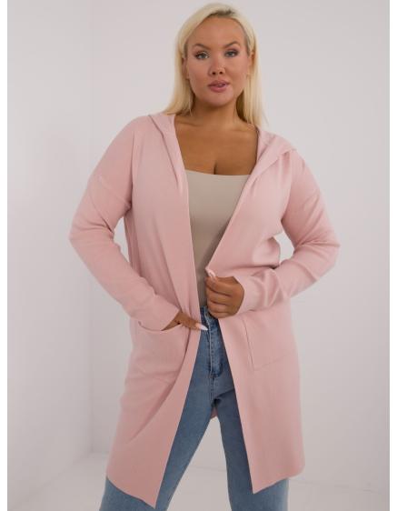 Női plus size kardigán világos rózsaszín