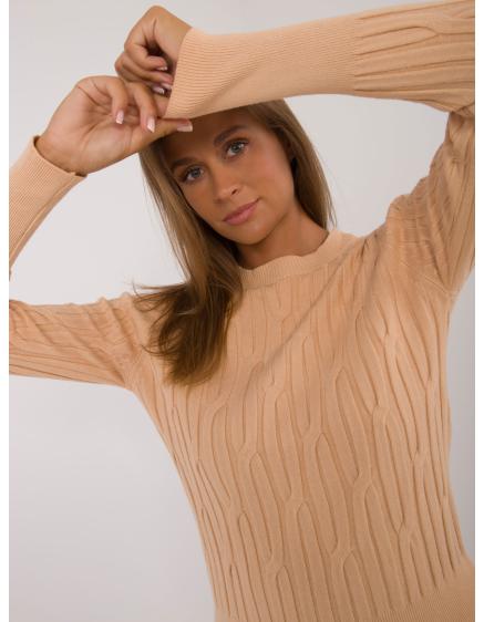 Női pulóver mandzsettával barna