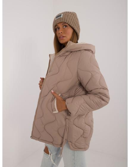 Dámska bunda s vreckami prechodná béžová