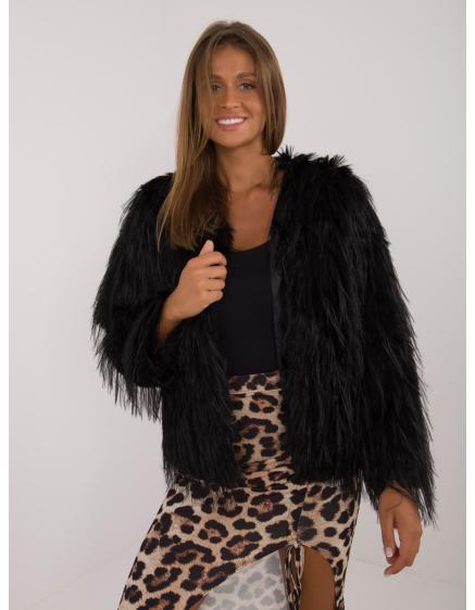 Dámska bunda s podšívkou elegantná kožušinová čierna
