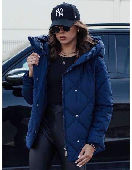 Dámska prešívaná zimná bunda COZYLUX s kapucňou tmavomodrá