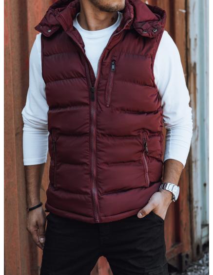 Férfi steppelt mellény kapucnival OLLIA piros