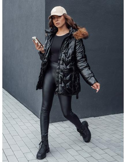 Dámska zimná bunda s kožušinou LANE čierna