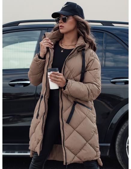 Női túlméretezett kabát MELODY sötétbézs színben