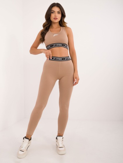Dámské legíny s viskózou FOR FITNESS tmavě béžové 