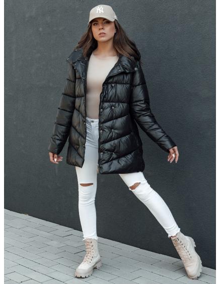 Női steppelt téli kabát BLOOM fekete