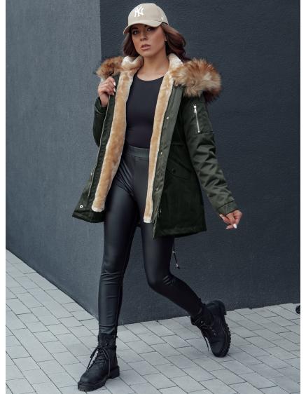 Női téli parka dzseki kapucnival AVENA II zöld