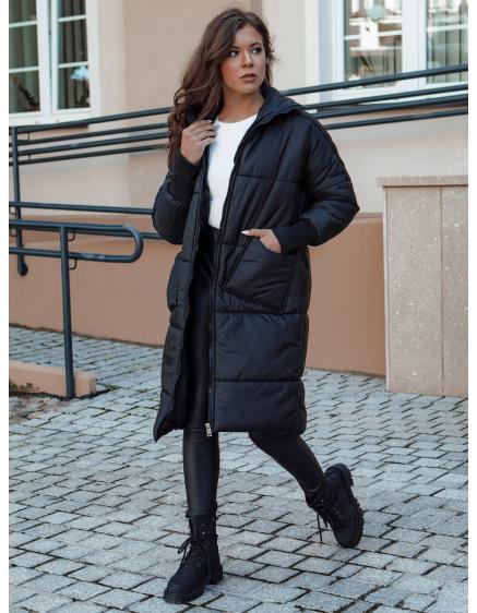 Dámsky prešívaný oversize kabát s kapucňou NADIA čierny