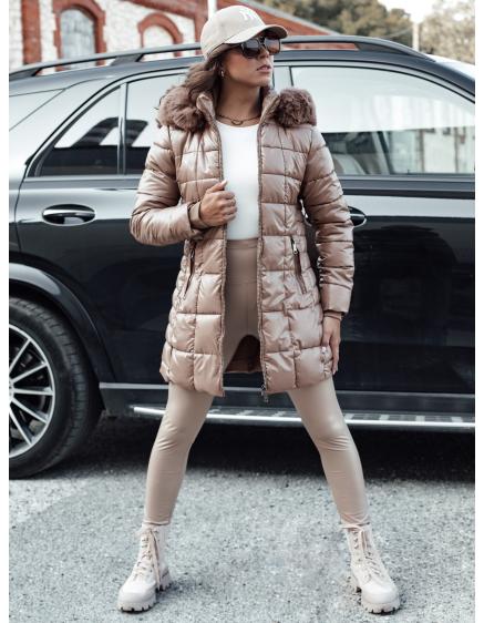 Dámská prošívaná zimní bunda s kapucí WINTERZIP béžová