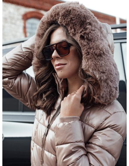 Dámská prošívaná zimní bunda s kapucí WINTERZIP béžová