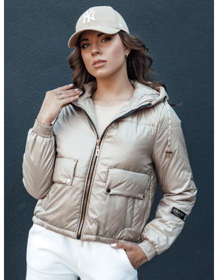 Dámska prešívaná bunda s kapucňou ARON camel