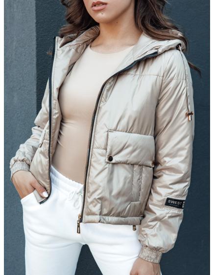 Dámska prešívaná bunda s kapucňou ARON camel