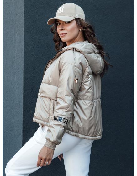 Dámska prešívaná bunda s kapucňou ARON camel