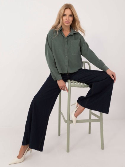 Dámská košile oversize s knoflíky SUBLEVEL tmavě zelená 