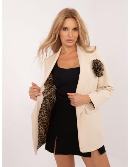 Dámske sako s leopardím vzorom s podšívkou svetlo béžová