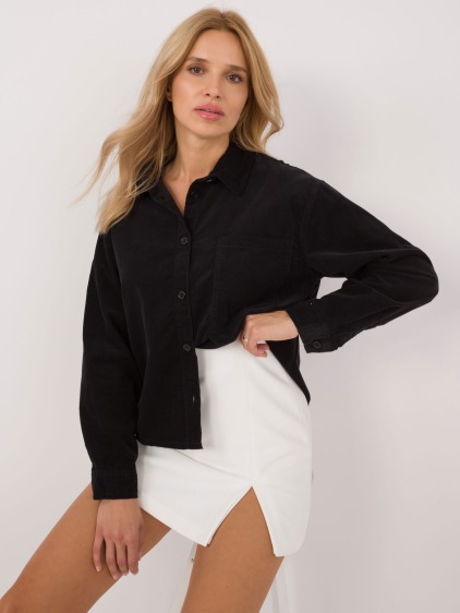 Dámská košile oversize s kapsami manšestrová SUBLEVEL černá  