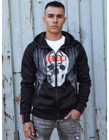 Férfi kapucnis pulóver húzózsinórral fekete BX5837