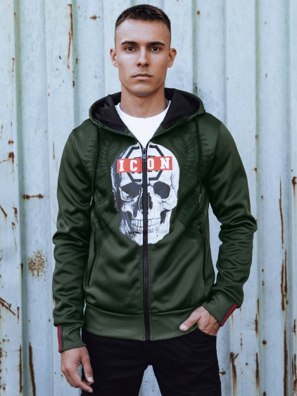 Pánská mikina s kapucí na šňůrku zelená BX5838