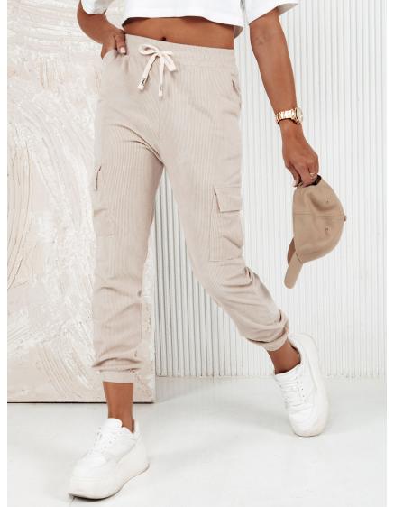 Dámske pruhované nohavice CHICCORD béžové UY2174