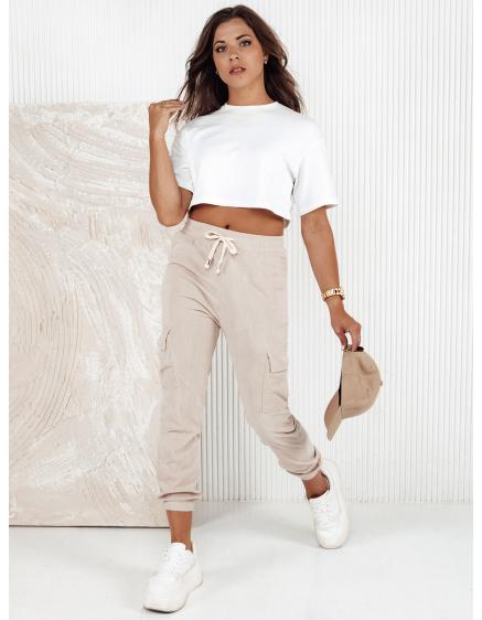 Dámske pruhované nohavice CHICCORD béžové UY2174