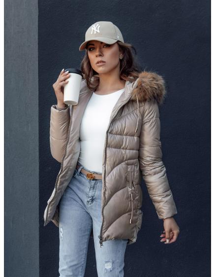 Dámská zimní bunda s kapucí WINTERCHIC hnědá