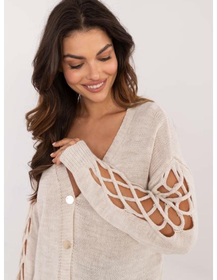 Női gombos kardigán világos bézs