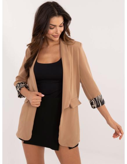 Dámsky sveter bez gombíkov so vzorom hnedý