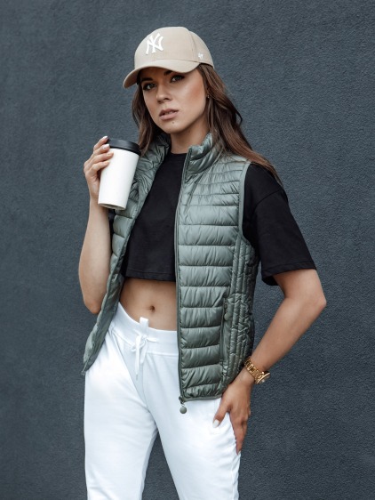 Dámská prošívaná vesta STYLISHZ se stojáčkem zelená