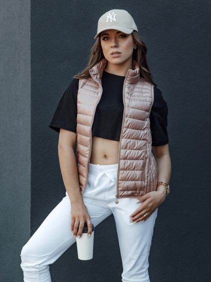 Dámská prošívaná vesta STYLISHZ se stojáčkem růžová