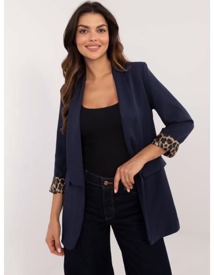 Dámská bunda s podšívkou se zvířecím vzorem námořnicky modrá  