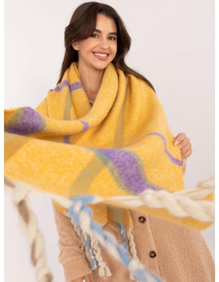 Női sál bojtokkal sötétsárga