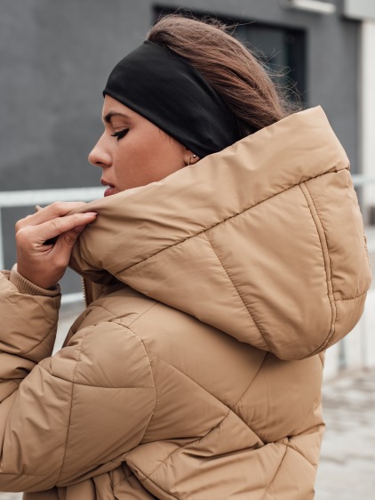 Dámska prešívaná zimná bunda s kapucňou FEMACOAT béžová – fotografie produktu 3