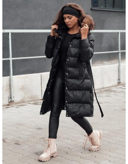 Dámska prešívaná zimná bunda s kožušinou STYLEBELLA čierna