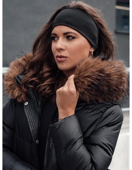 Dámska prešívaná zimná bunda s kožušinou STYLEBELLA čierna