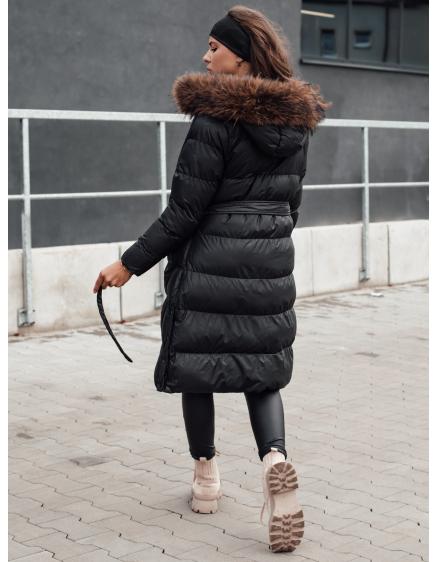 Dámska prešívaná zimná bunda s kožušinou STYLEBELLA čierna