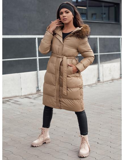 Dámska zimná prešívaná bunda s kožušinou STYLEBELLA béžová