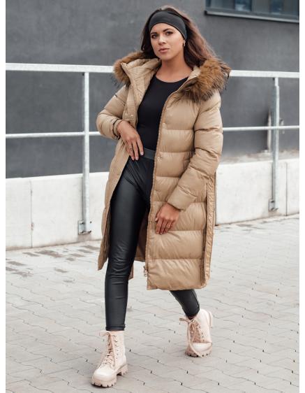 Dámska zimná prešívaná bunda s kožušinou STYLEBELLA béžová
