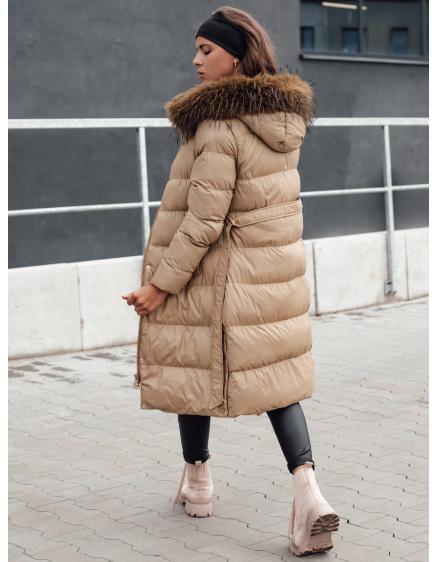 Dámska zimná prešívaná bunda s kožušinou STYLEBELLA béžová